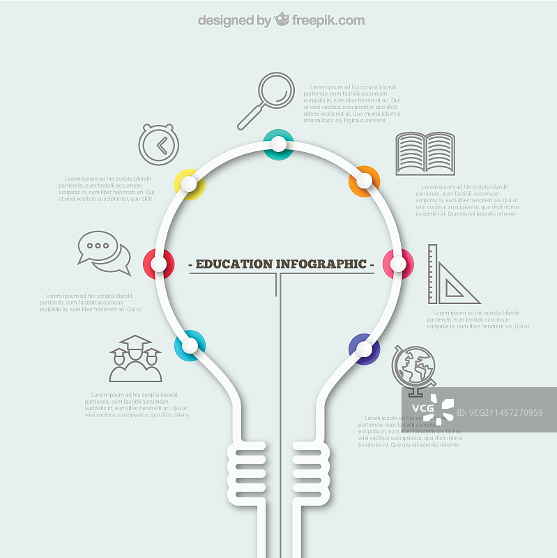 带有灯泡的教育信息图表图片素材