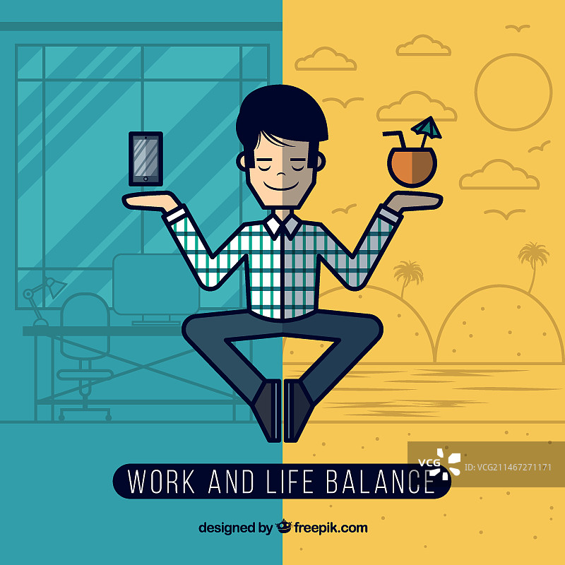 线条风格的work life balance图片素材
