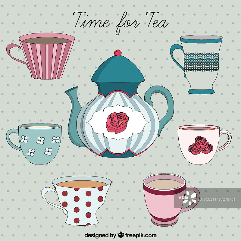 手绘下午茶时间图片素材