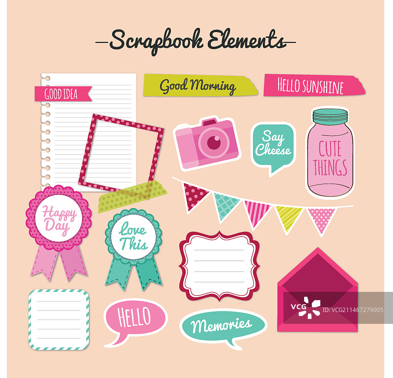 复古剪贴簿元素图片素材