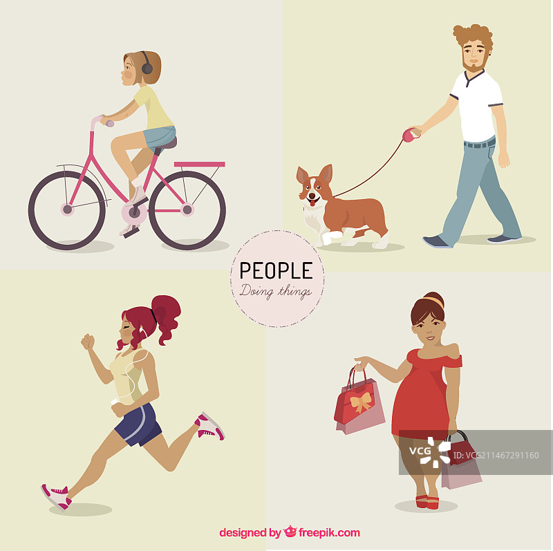 手绘人物趣味活动图片素材