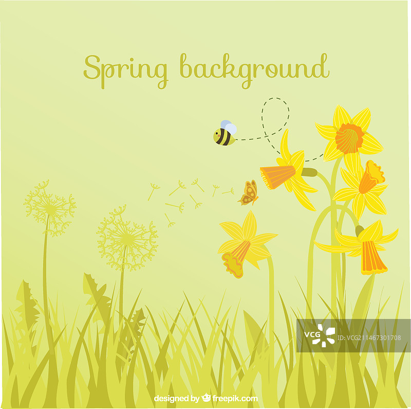 鲜花蜜蜂春季背景图片素材