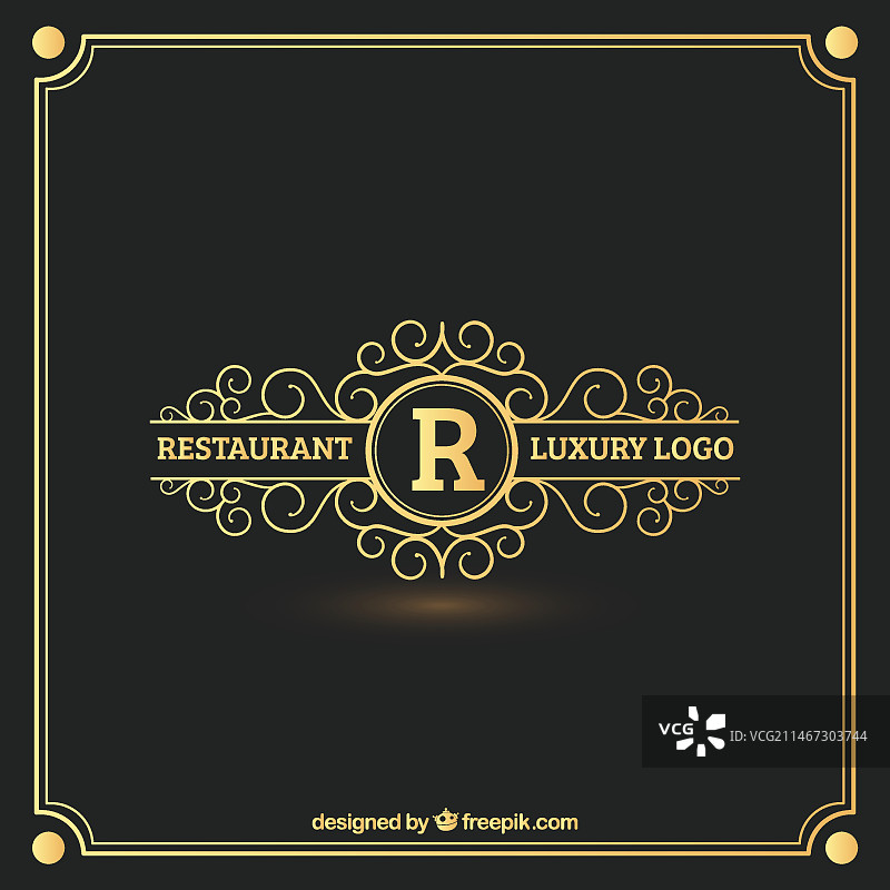金色餐厅标志图片素材