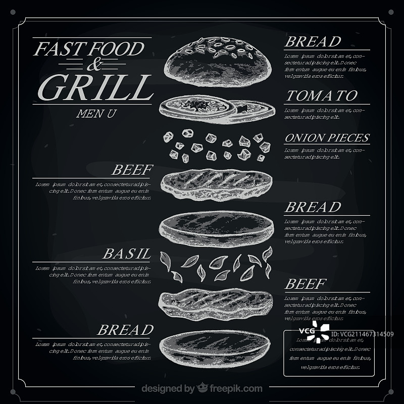 手绘黑板快餐菜单图片素材
