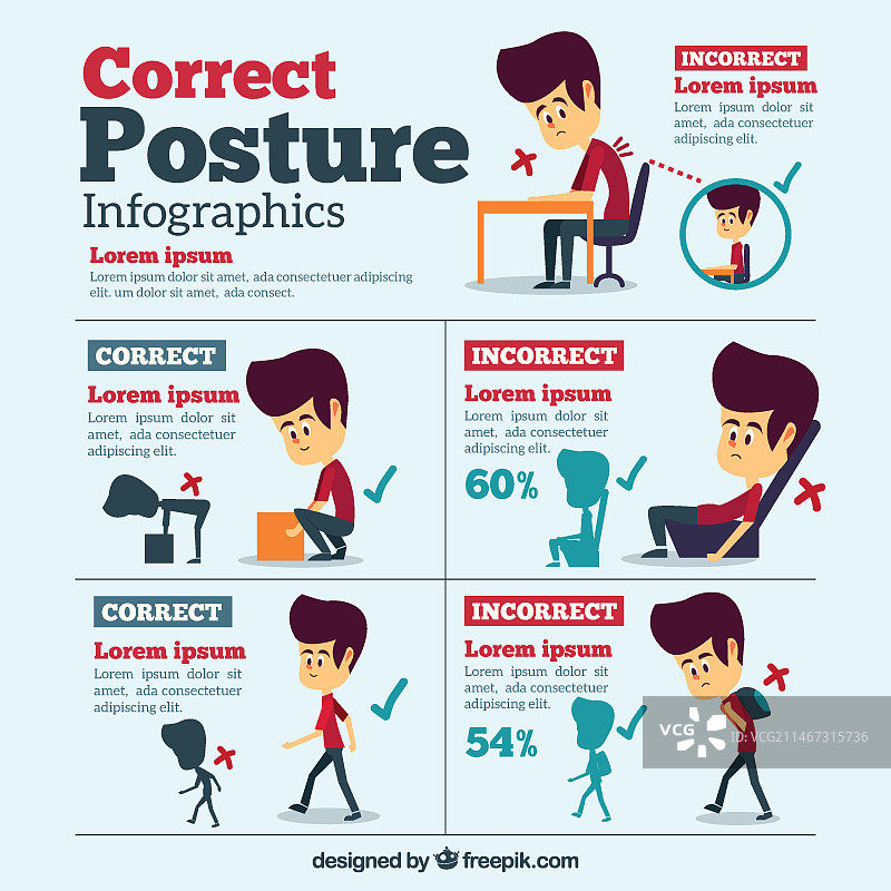 正确的姿势信息图图片素材
