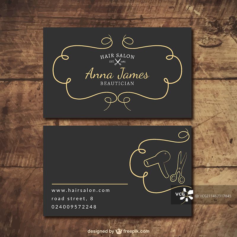 手绘美发沙龙卡片图片素材