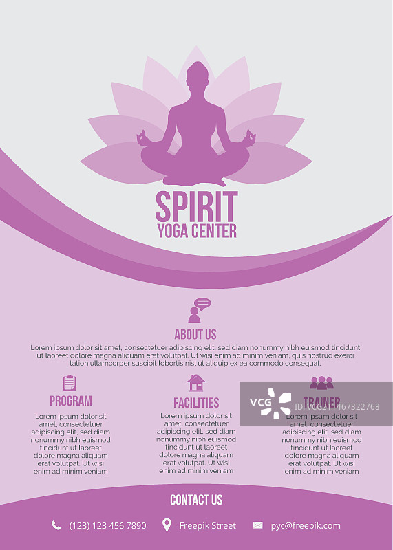 紫色波浪瑜伽中心海报图片素材