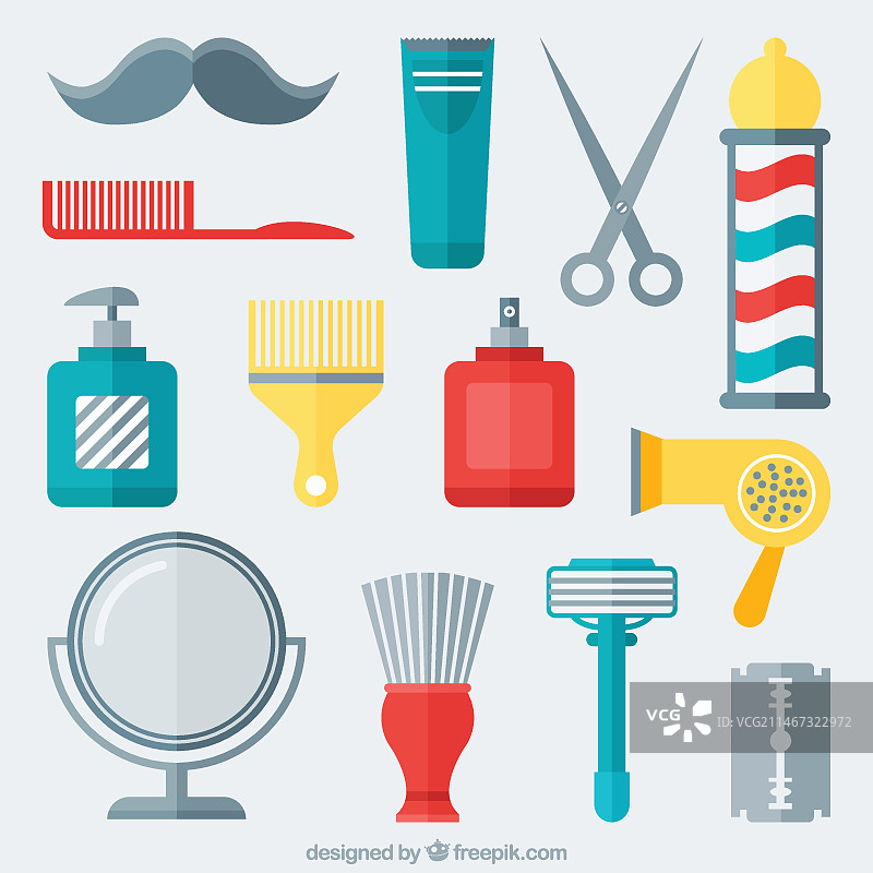 理发元素扁平素材包图片素材