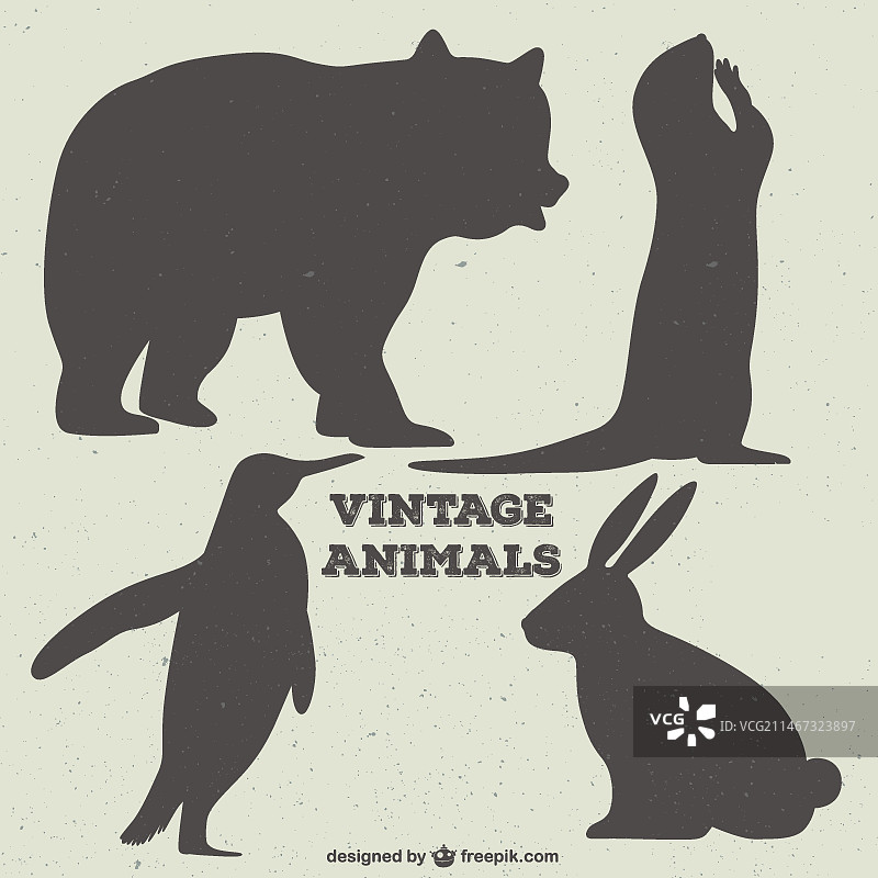 扁平设计中的棕色动物剪影图片素材