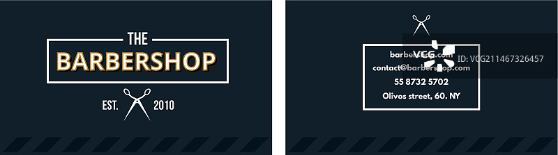 黑色理发店名片图片素材