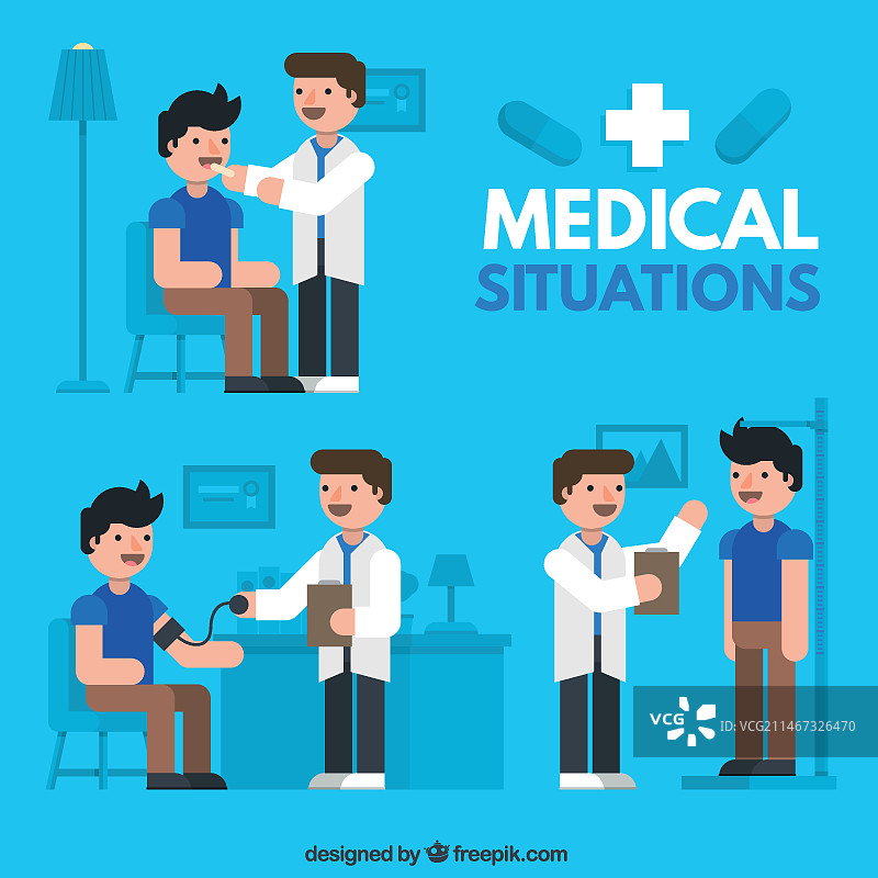 医疗情境扁平化插图图片素材