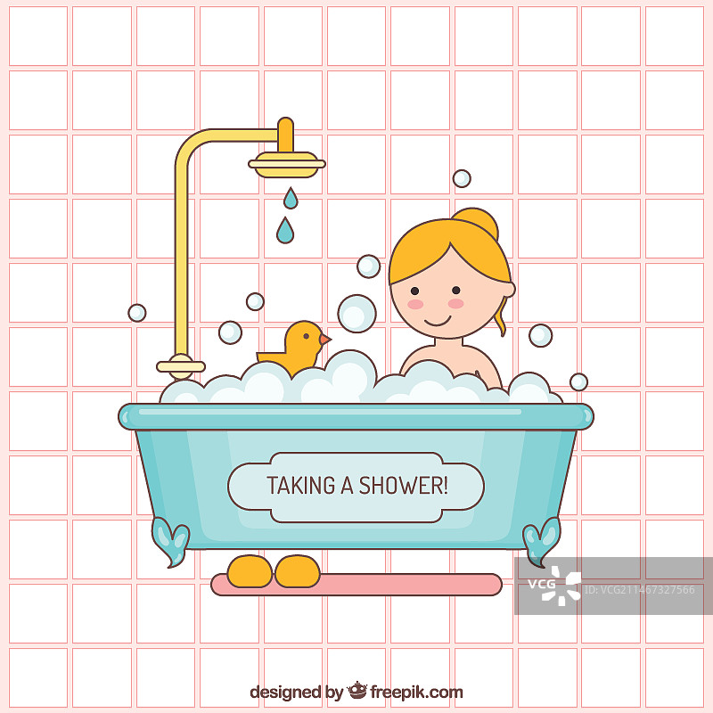 沐浴插画图片素材