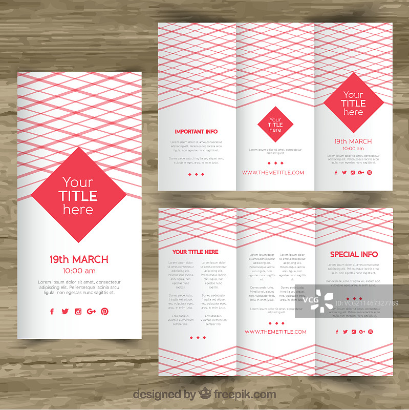 红色三折宣传册模板图片素材