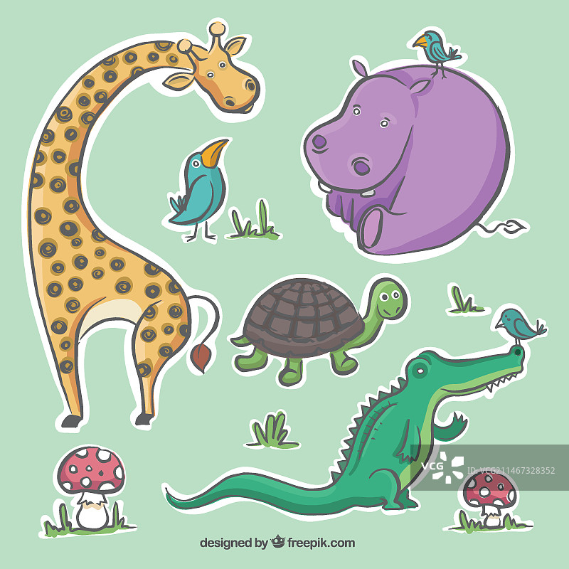 扁平风格动物合集图片素材