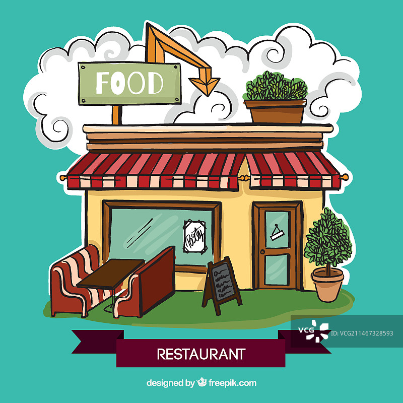 餐厅外观插画图片素材