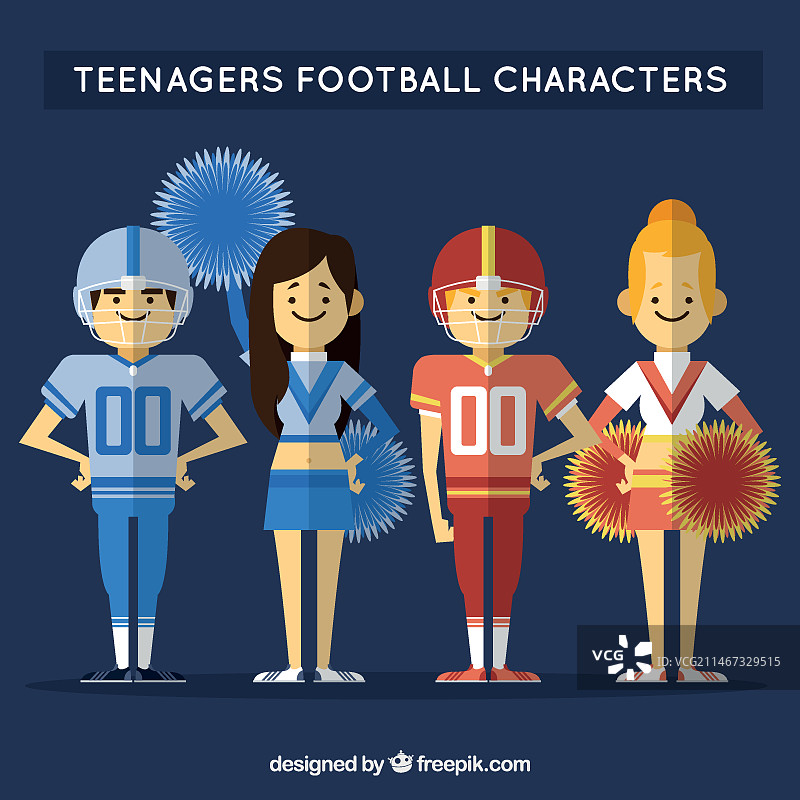 扁平风格青少年足球人物图片素材