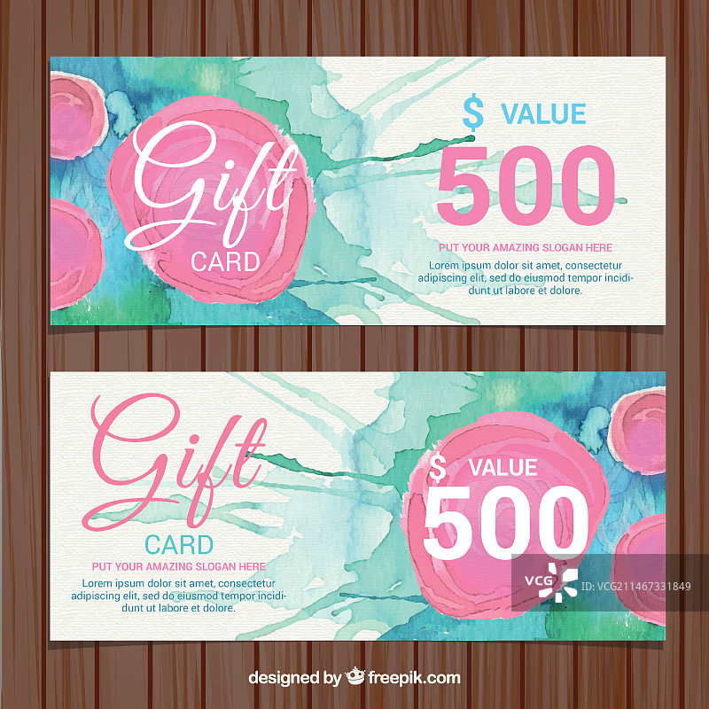 水彩玫瑰礼品券图片素材