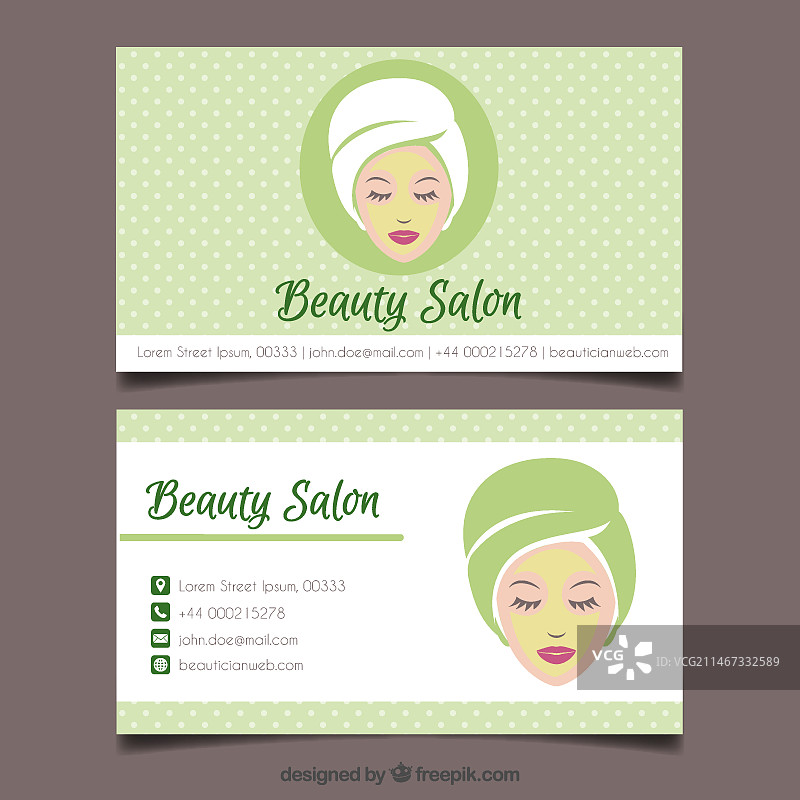 放松的女人在美容院点缀卡片图片素材