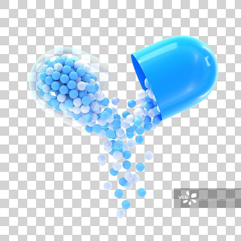 3D渲染打开胶囊医药免抠素材图片素材