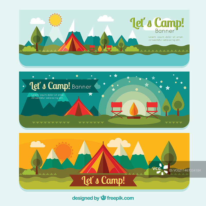 露营帐篷banner素材包图片素材