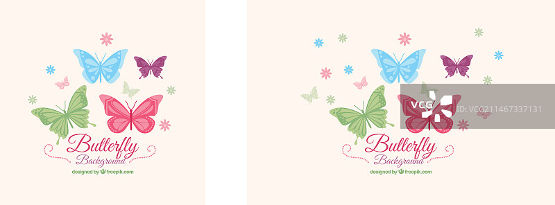 手绘蝴蝶鲜花背景图片素材