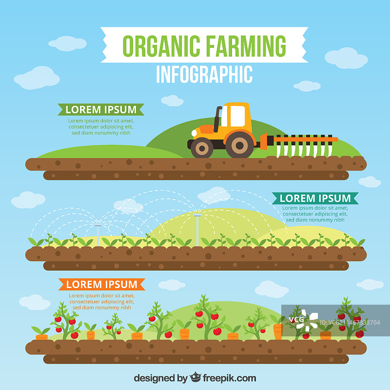 扁平化设计的有机农业信息图图片素材