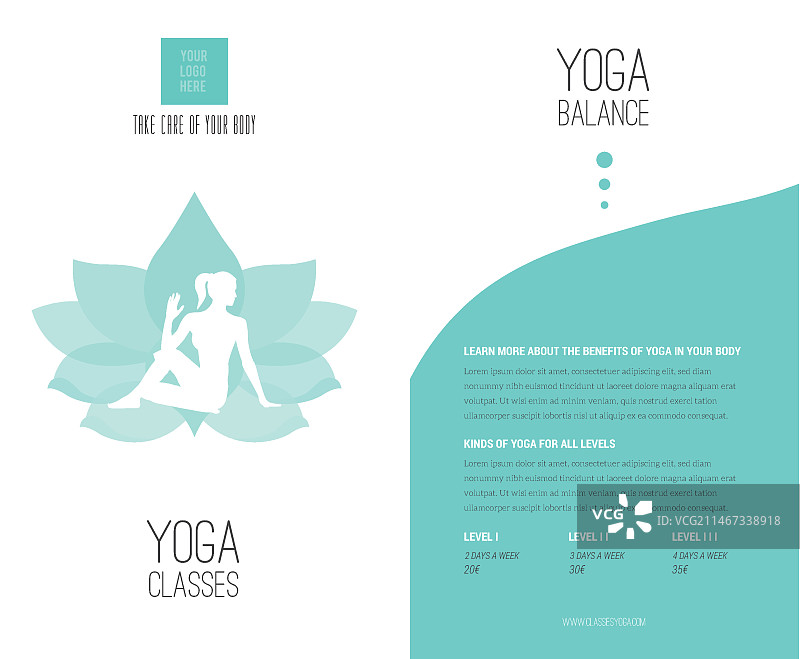 鲜花与瑜伽宣传单上的女人剪影图片素材