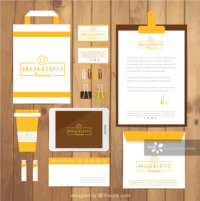 黄色咖啡店企业形象图片素材