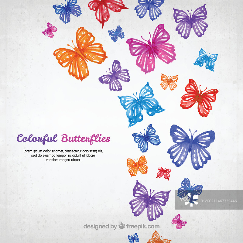 水彩彩色蝴蝶背景图片素材