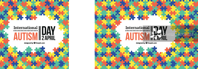 国际自闭症日彩色拼图背景图片素材