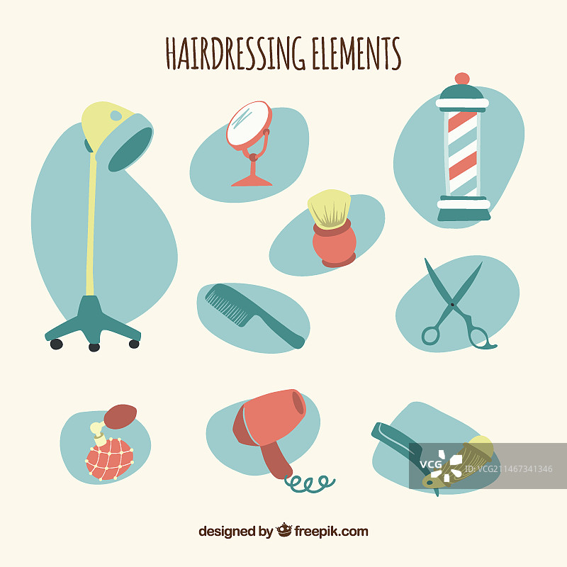 手绘美发及理发配件包图片素材