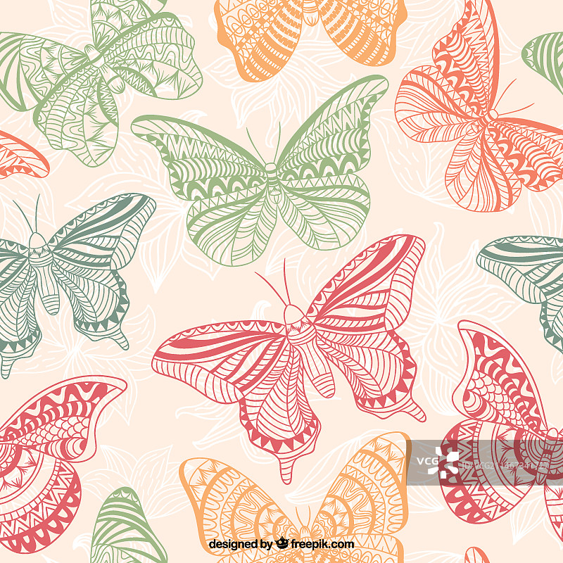 彩色观赏蝴蝶图案图片素材