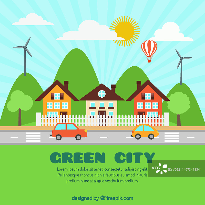 扁平设计环保城市图片素材