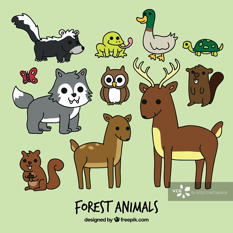 卡通森林动物套装图片素材