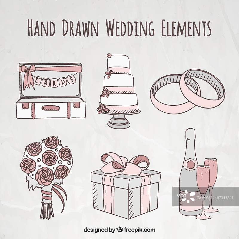 手绘婚礼必备可爱配饰图片素材