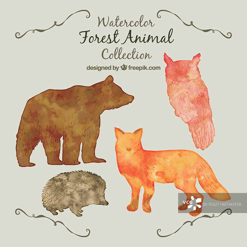 水彩动物剪影图片素材