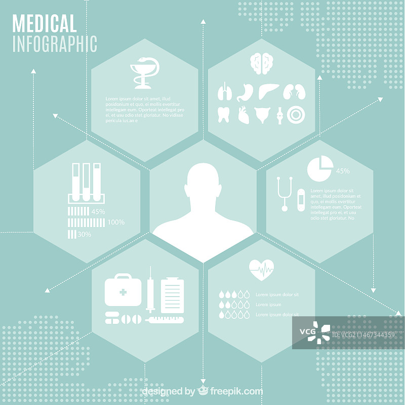 六边形医疗信息图表图片素材