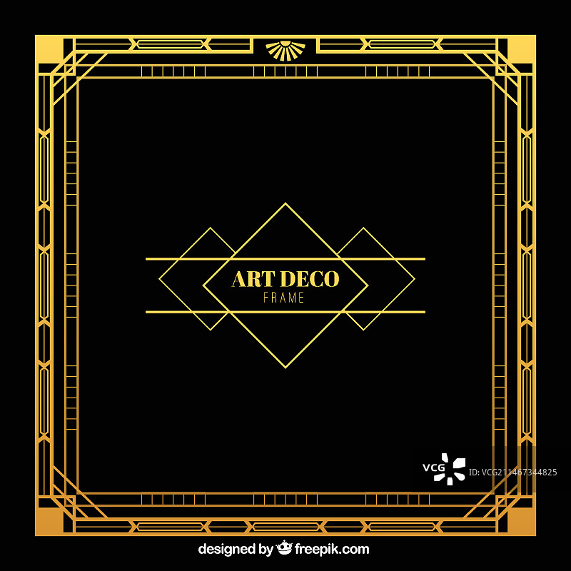 装饰艺术风格的金色框架图片素材