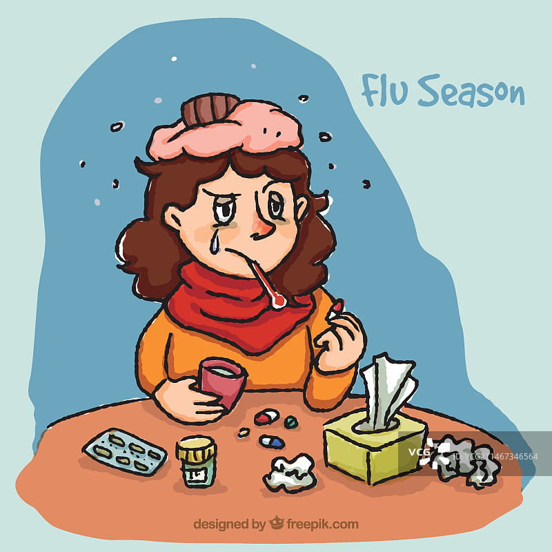 卡通流感女孩图片素材