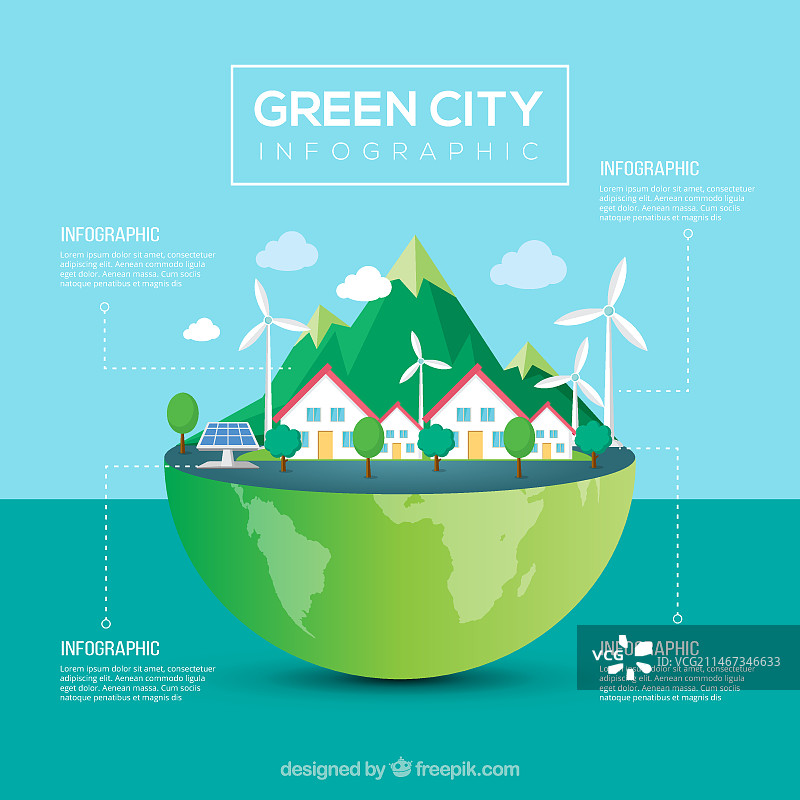 可爱生态友好城市信息图图片素材