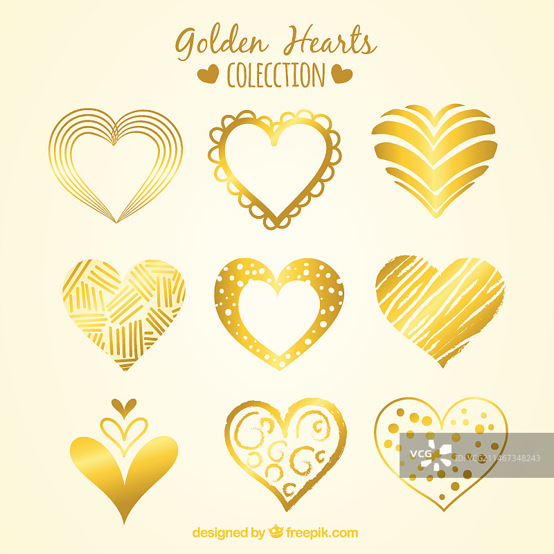 金色心形图案包素描图片素材