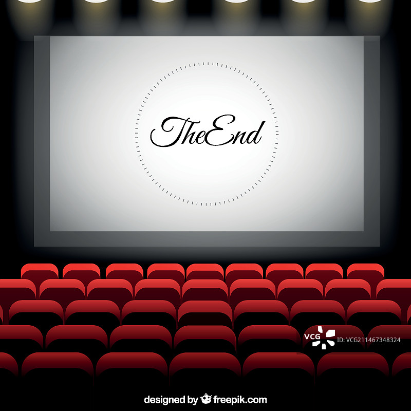 带有屏幕和红色座位的电影院图片素材