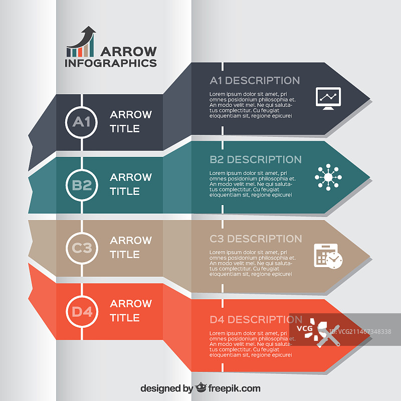 用于信息图表的扁平箭头图片素材
