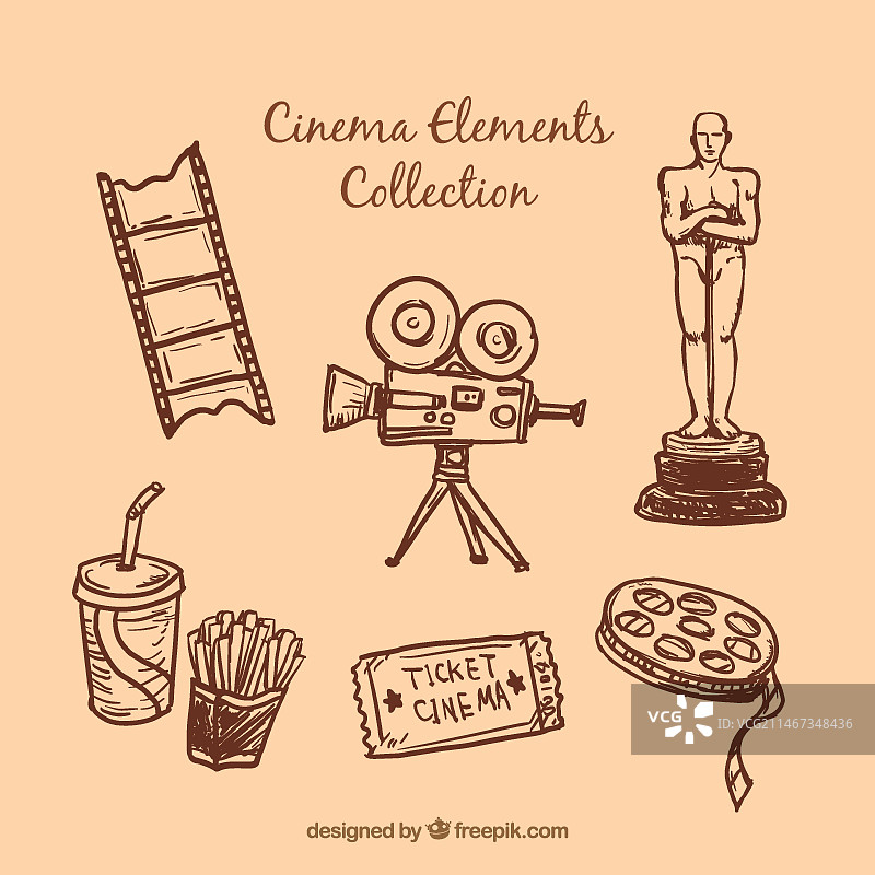 电影基本元素手绘稿图片素材