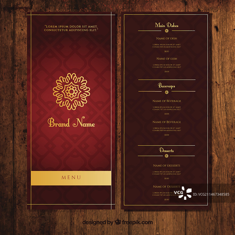 金色装饰深色装饰菜单模板图片素材
