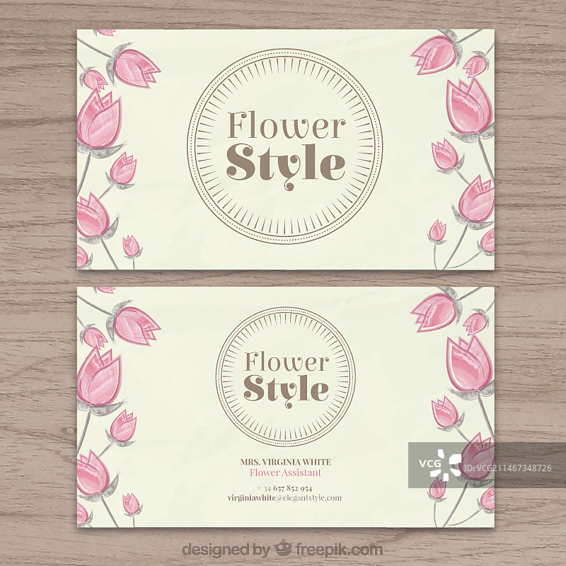 手绘郁金香花艺贺卡图片素材