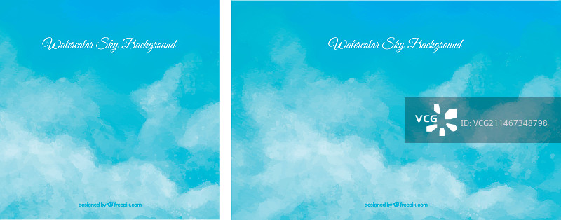水彩多云天空背景图片素材