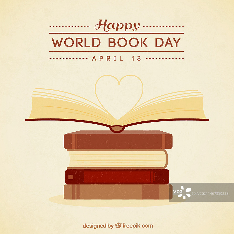 手绘爱心书籍背景图片素材