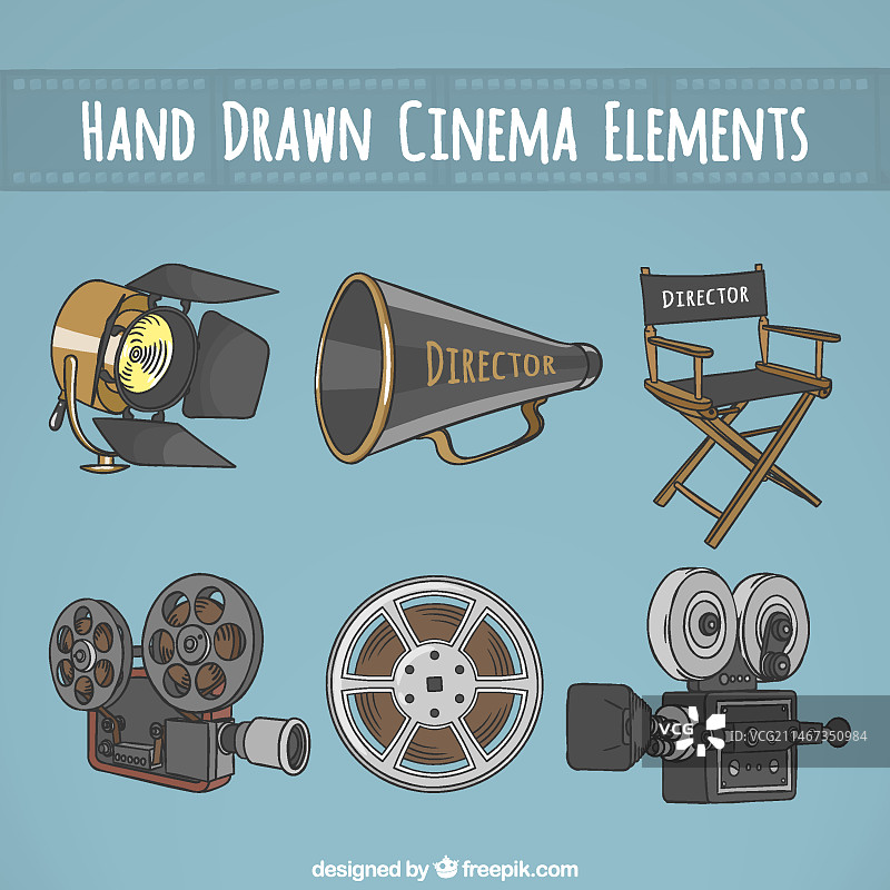 电影导演必备的手绘元素图片素材