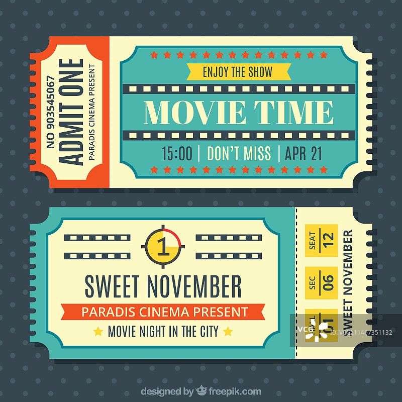 复古电影票合集图片素材